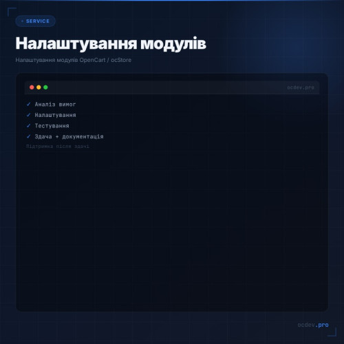 Налаштування модулів для OpenCart та ocStore