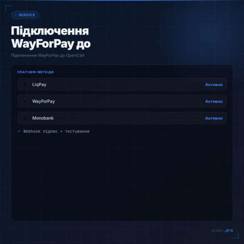 Підключення WayForPay до OpenCart